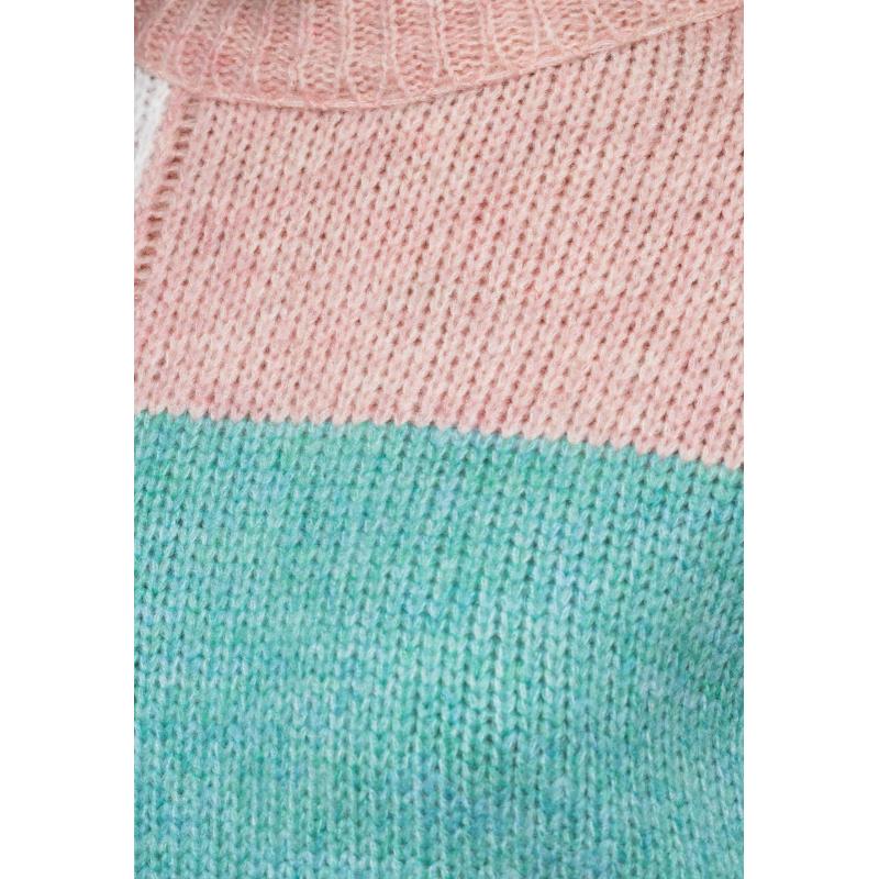 Dámský svetr LW-SWSW-0108 – růžový/krémový