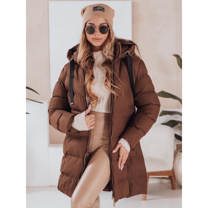 Dámska zimná bunda s kapucňou GABRIELLE hnedá