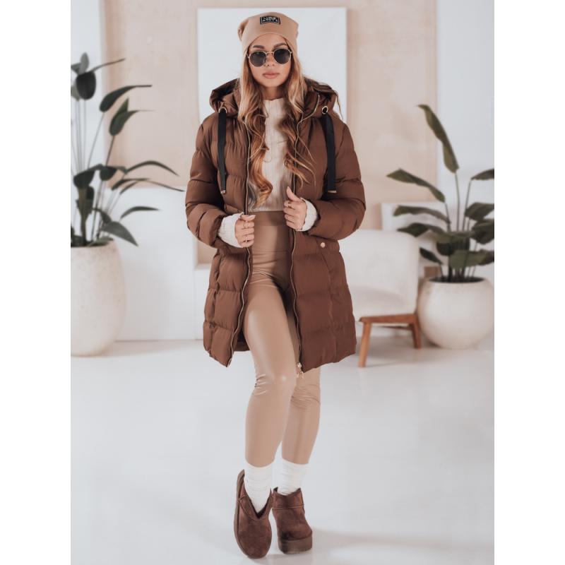 Dámska zimná bunda s kapucňou GABRIELLE hnedá