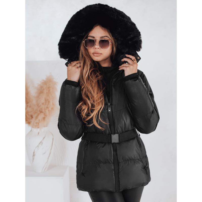 Dámska zimná prešívaná bunda s kapucňou LOVELINA čierna