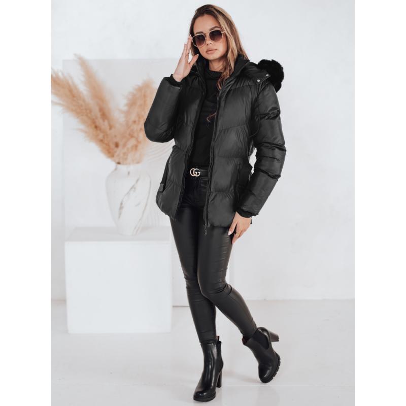 Dámska zimná prešívaná bunda s kapucňou LOVELINA čierna