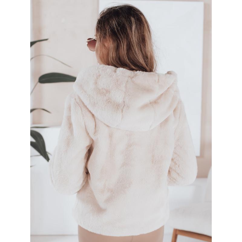 Dámský krátký kabát ELMIRIS béžový kožešinový