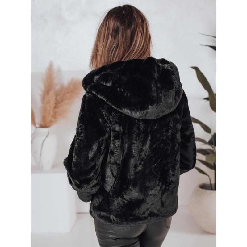 Dámský krátký kabát ELMIRIS černý kožešinový