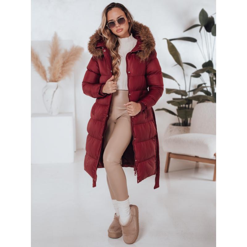 Dámska prešívaná zimná bunda s kožušinkou STYLEBELLA červená