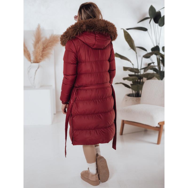 Dámska prešívaná zimná bunda s kožušinkou STYLEBELLA červená