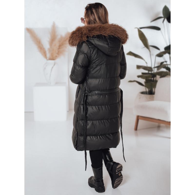 Dámska prešívaná zimná bunda s kožušinkou STYLEBELLA čierna
