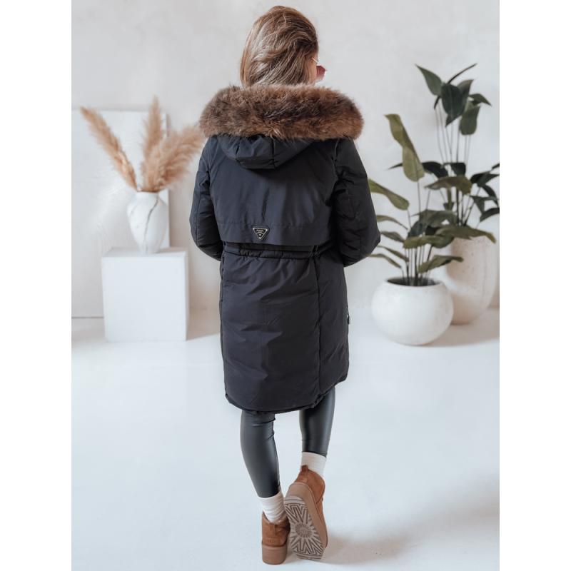 Dámská zimní bunda parka s kapucí černá
