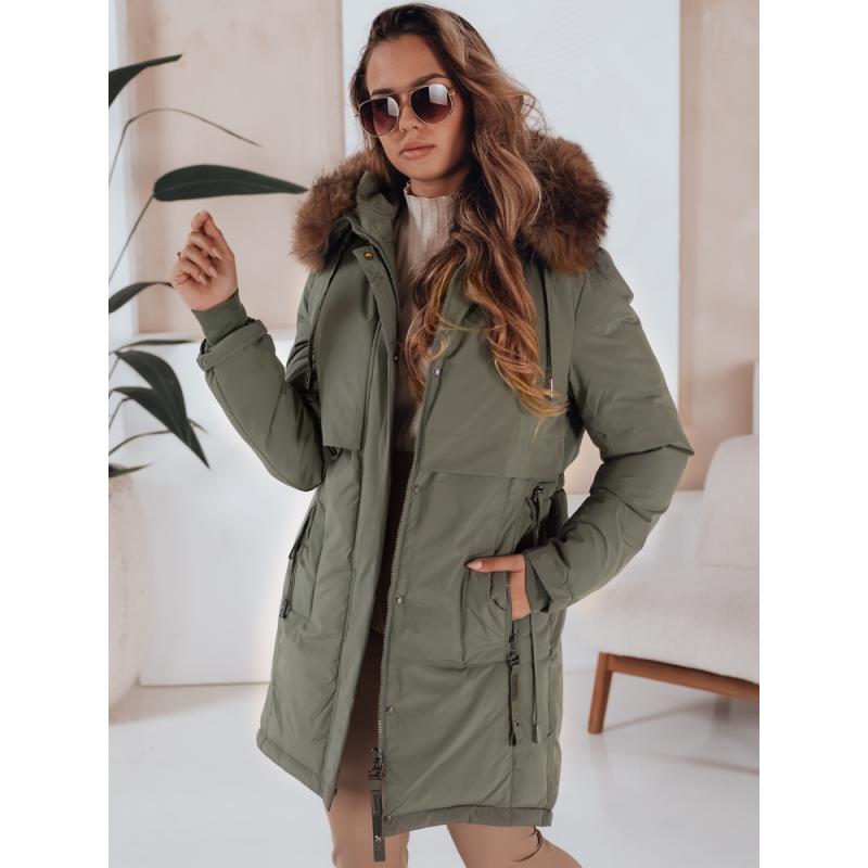 Női téli park kabát kapucnival, zöld