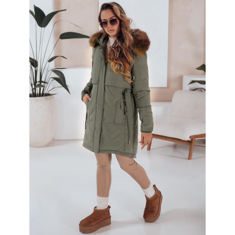 Női téli park kabát kapucnival, zöld