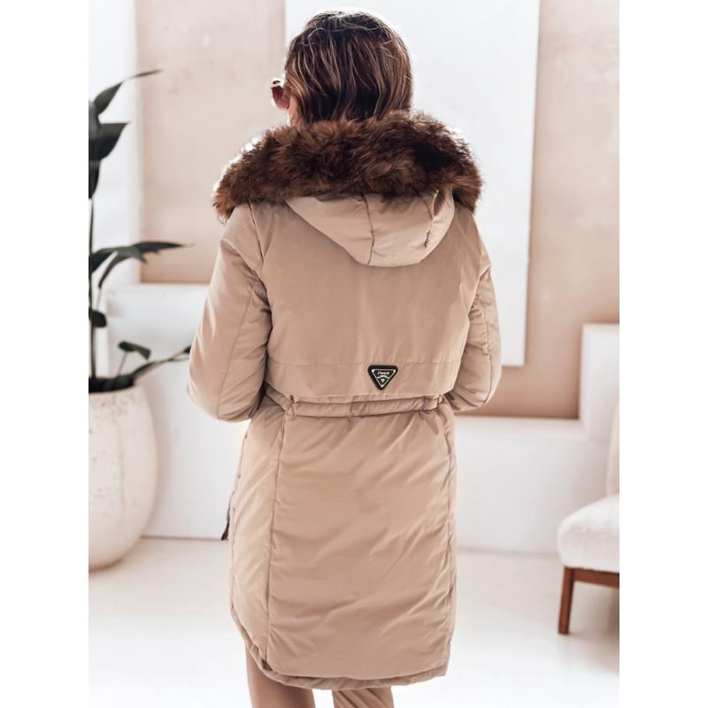 Dámská zimní bunda parka s kapucí kamelová