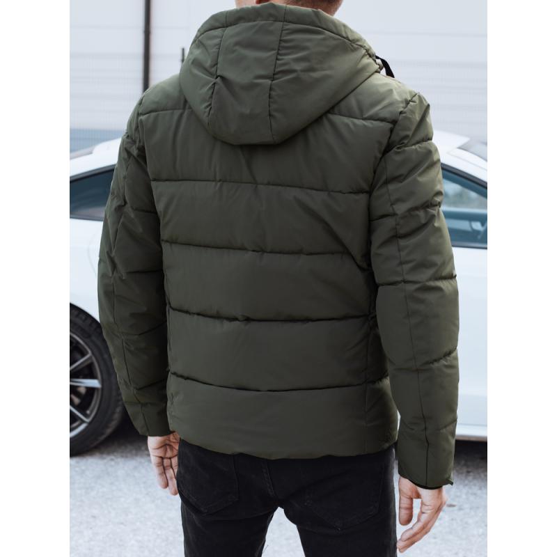 Pánska zimná prešívaná bunda s kapucňou, zelená