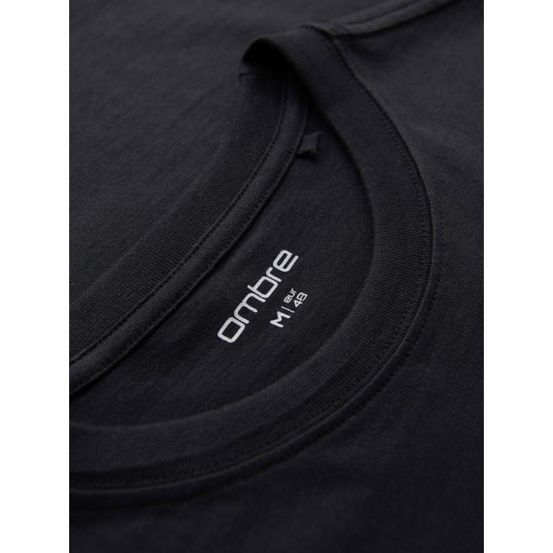 Pánské tričko z úpletu s potiskem, střih REGULAR – černé V2 OM-TSPT-0231