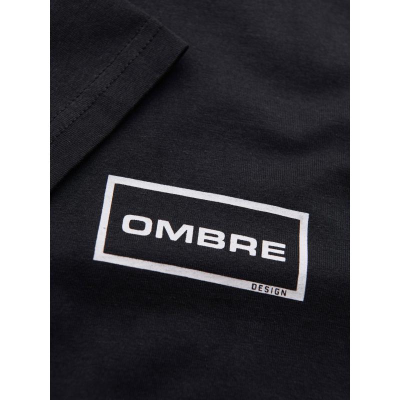 Pánské tričko z úpletu s potiskem, střih REGULAR – černé V2 OM-TSPT-0231