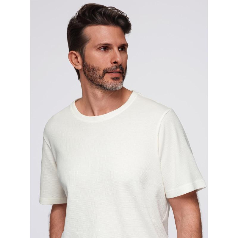 Férfi kötött póló finom szerkezettel – olíva V5 OM-TSCT-0244