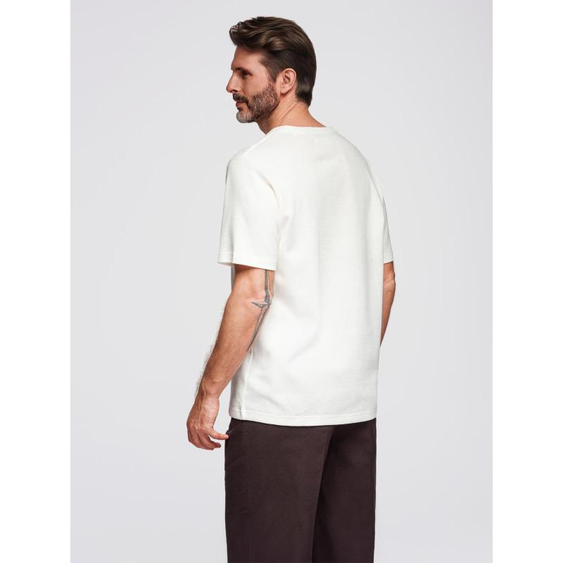 Férfi kötött póló finom szerkezettel – olíva V5 OM-TSCT-0244