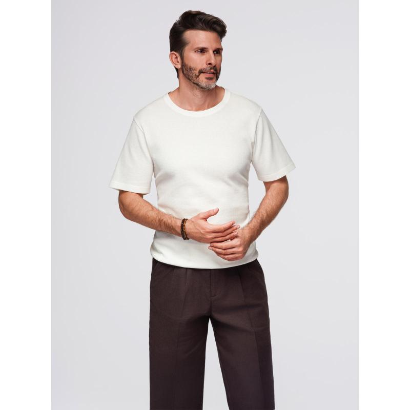 Férfi kötött póló finom szerkezettel – olíva V5 OM-TSCT-0244