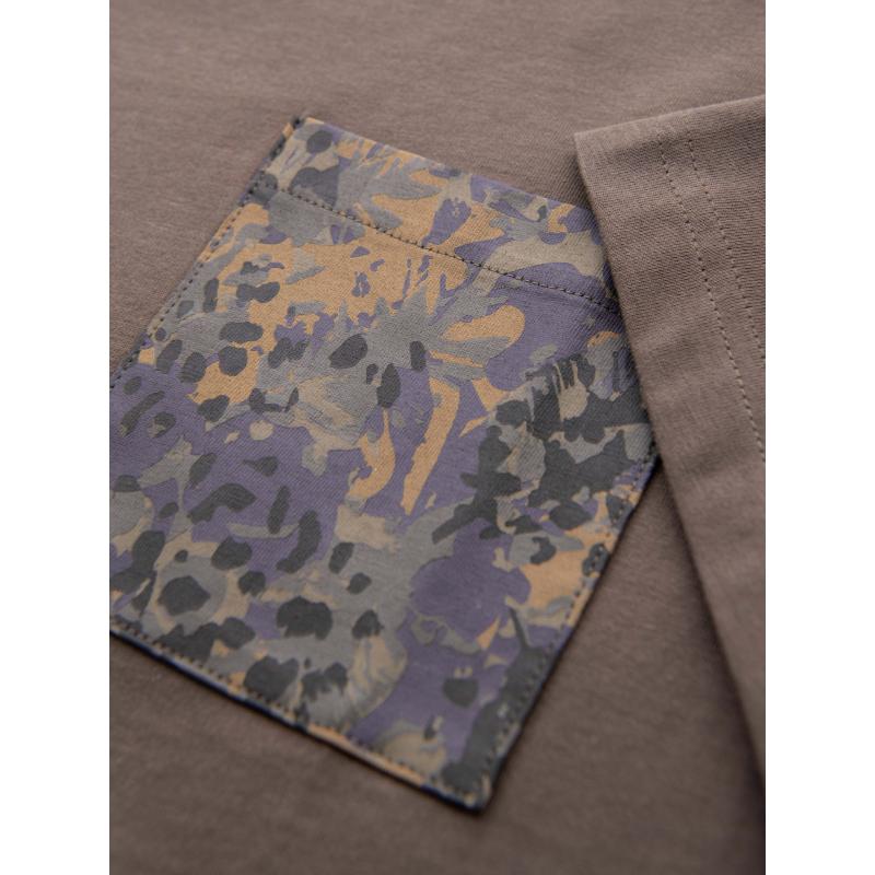 Pánské bavlněné tričko s potištěnou kapsou – tmavě olivová V1 OM-TSPT-0227