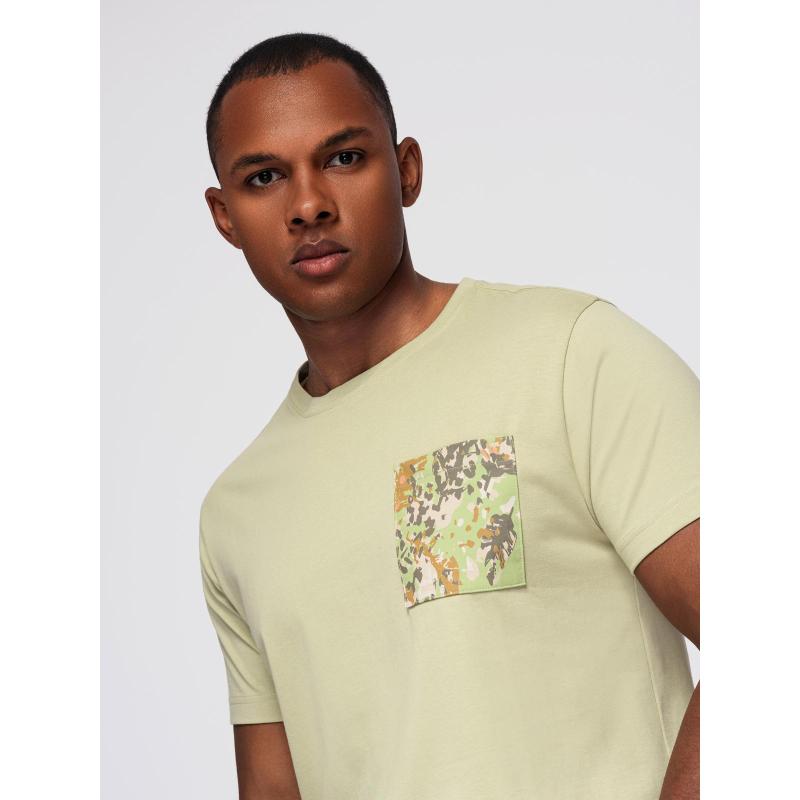 Pánské bavlněné tričko s potištěnou kapsou – světle šedé V2 OM-TSPT-0227