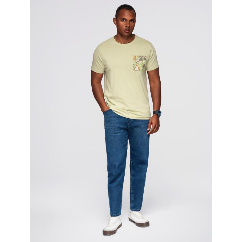 Pánské bavlněné tričko s potištěnou kapsou – světle šedé V2 OM-TSPT-0227