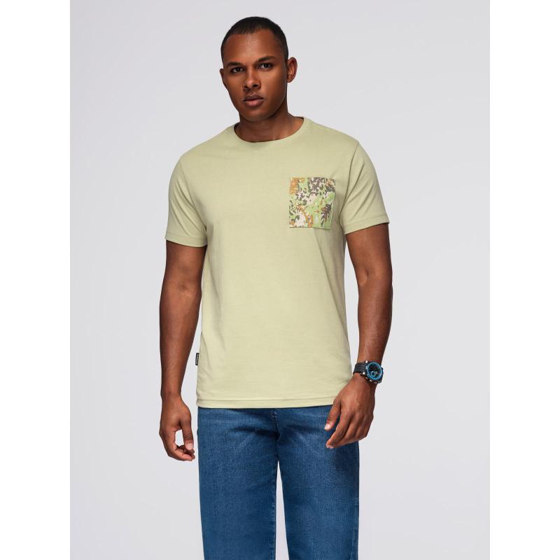 Pánské bavlněné tričko s potištěnou kapsou – světle šedé V2 OM-TSPT-0227