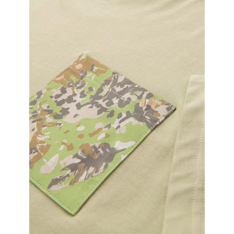 Pánské bavlněné tričko s potištěnou kapsou – světle šedé V2 OM-TSPT-0227