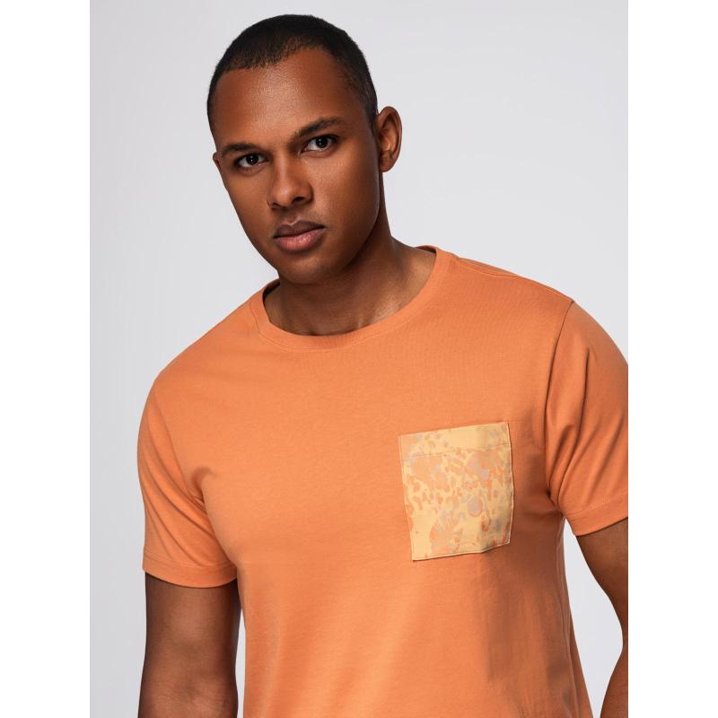 Pánske bavlnené tričko s potlačenou vreckou – tmavo olivové V1 OM-TSPT-0227