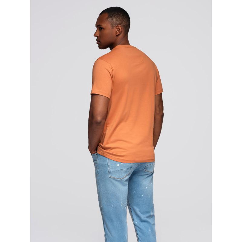 Pánske bavlnené tričko s potlačenou vreckou – tmavo olivové V1 OM-TSPT-0227