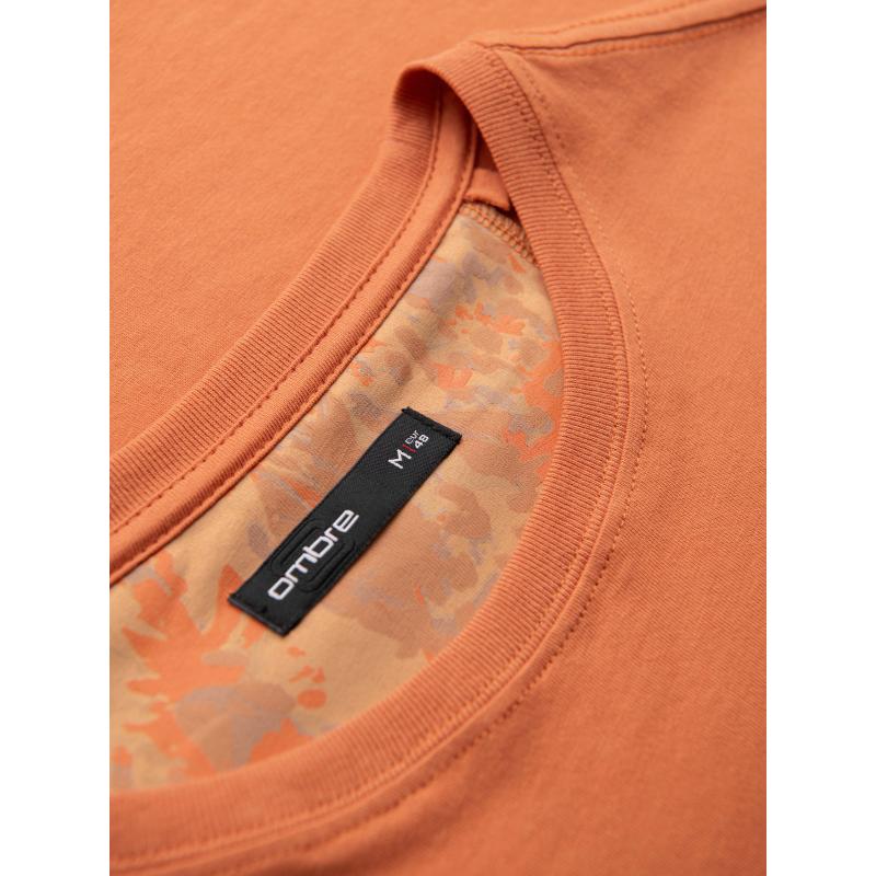 Pánske bavlnené tričko s potlačenou vreckou – tmavo olivové V1 OM-TSPT-0227