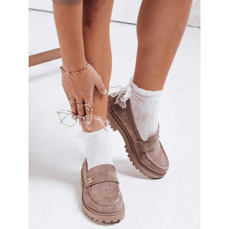 Női szarvasbőr mokaszin, bézs