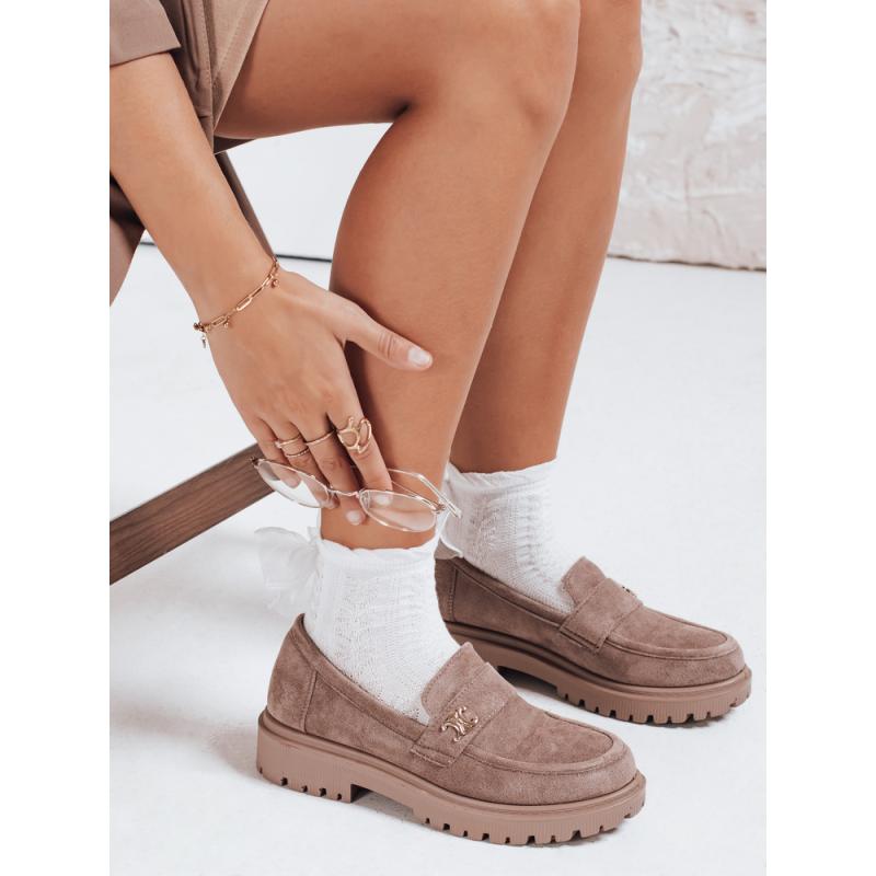 Női szarvasbőr mokaszin, bézs