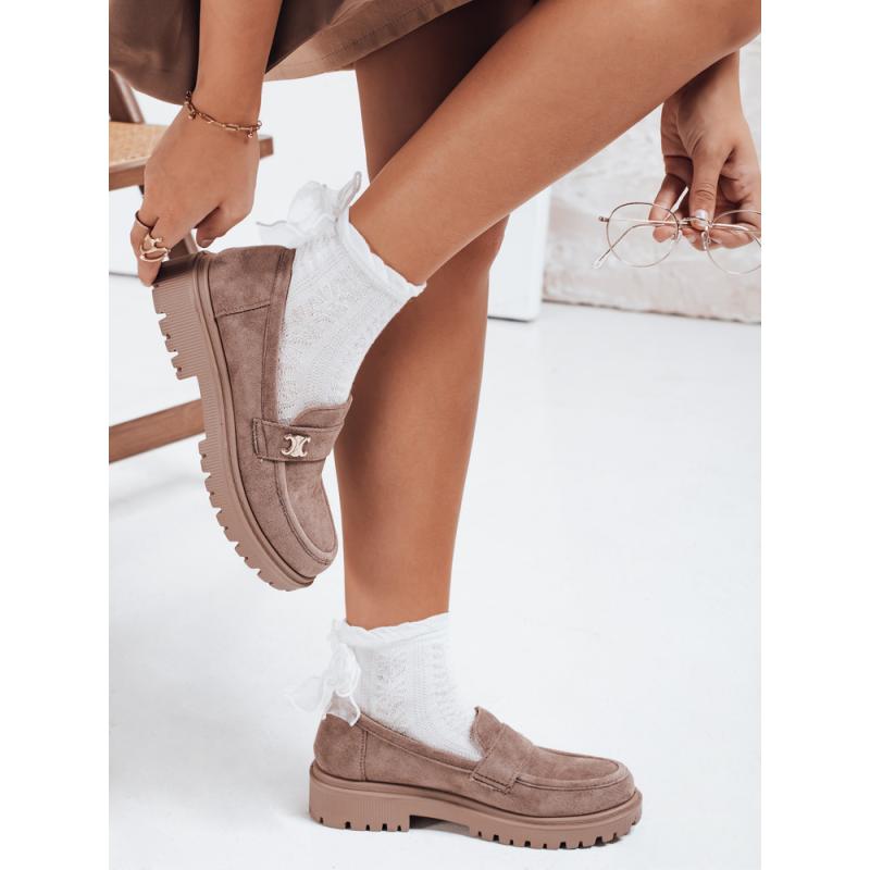 Női szarvasbőr mokaszin, bézs