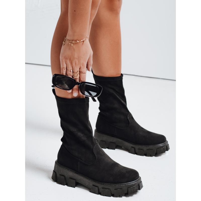 Dámské kotníkové boty na platformě černé
