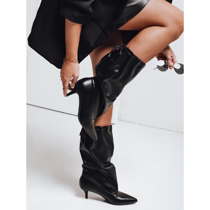 Dámske topánky so zvlneným zvrškom, čierne