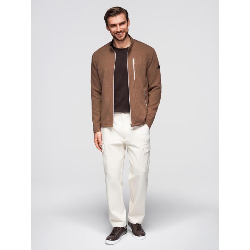 Pánska prešívaná bunda s strihom košele – béžová V1 OM-JALP-0215