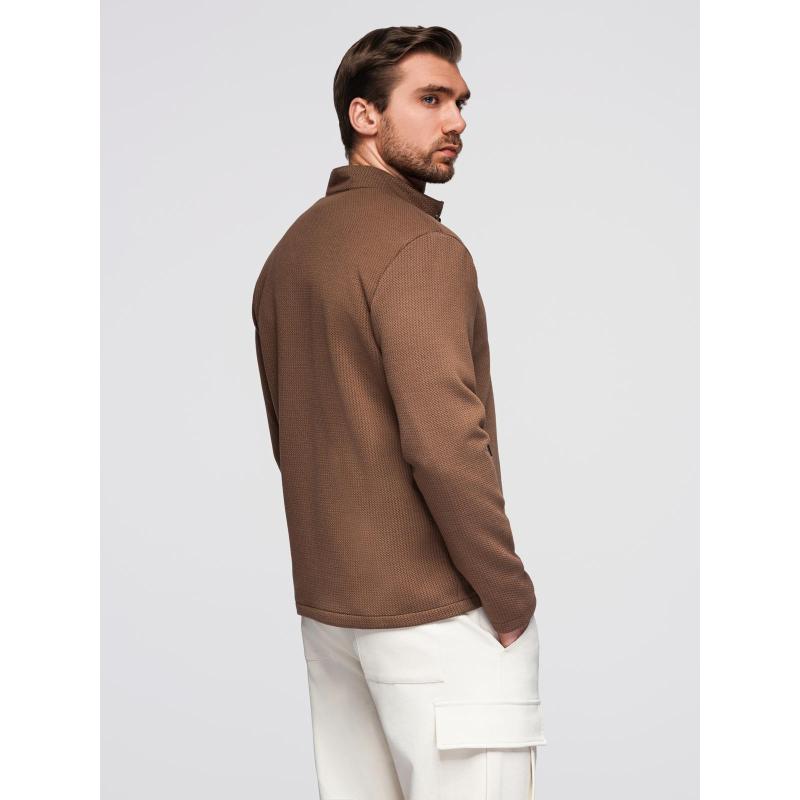 Pánska prešívaná bunda s strihom košele – béžová V1 OM-JALP-0215