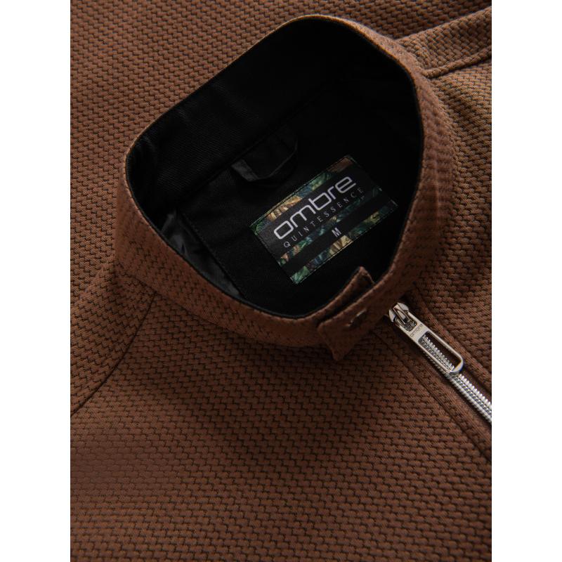 Pánska prešívaná bunda s strihom košele – béžová V1 OM-JALP-0215