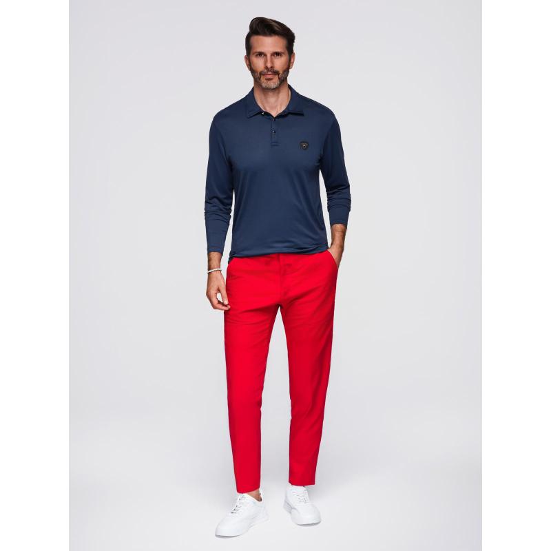 Póló hosszú ujjú, elegáns gombokkal és a márka logójával – fekete V1 OM-POLS-0139