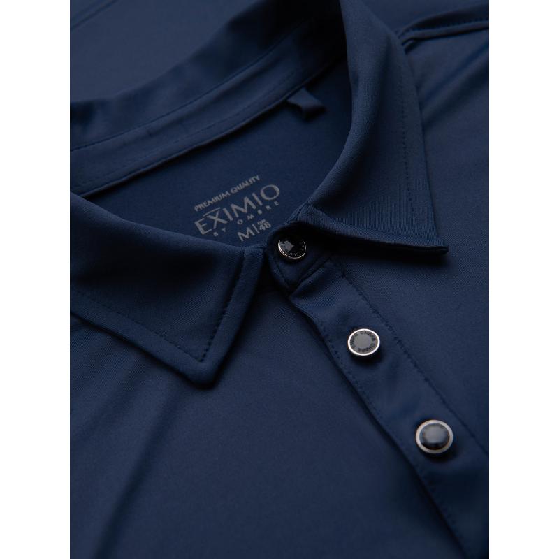 Póló hosszú ujjú, elegáns gombokkal és a márka logójával – fekete V1 OM-POLS-0139