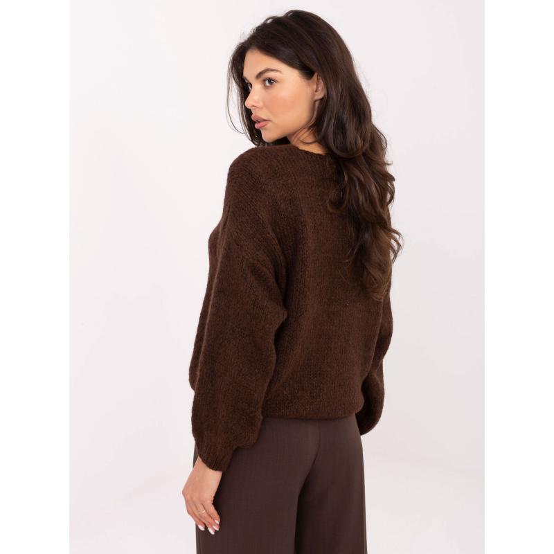 Sötétbarna oversized pulóver gombokkal RUE PARIS