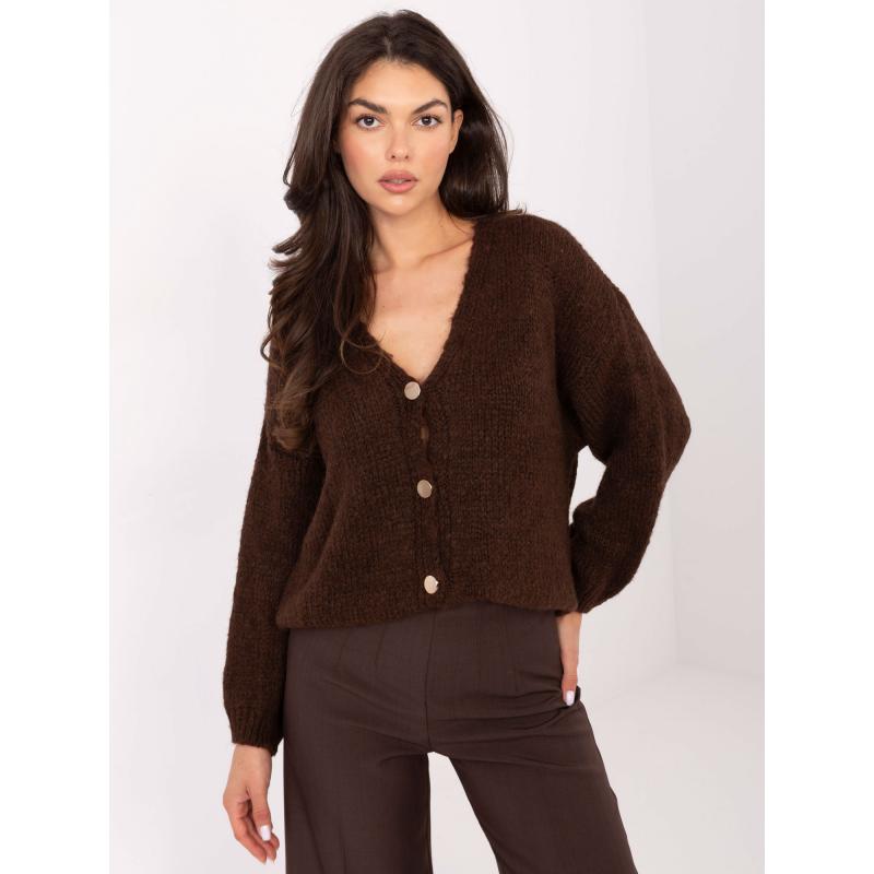 Sötétbarna oversized pulóver gombokkal RUE PARIS