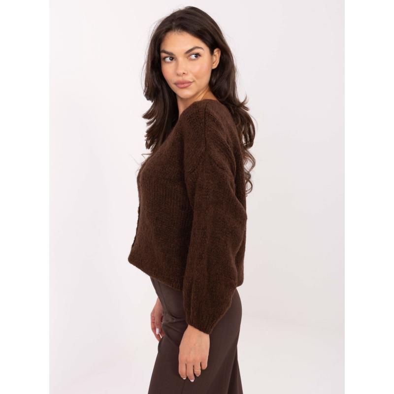 Sötétbarna oversized pulóver gombokkal RUE PARIS