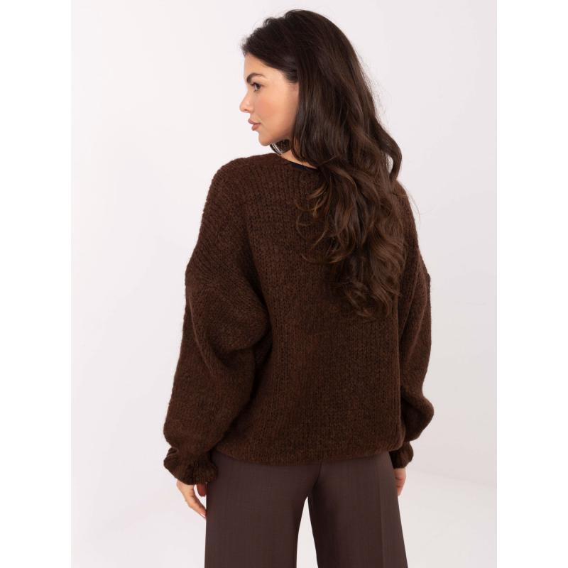 Sötétbarna női kardigán gyapjúval RUE PARIS
