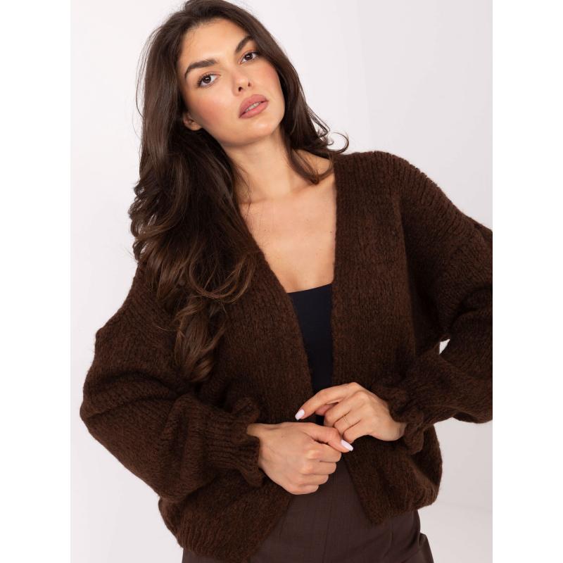 Sötétbarna női kardigán gyapjúval RUE PARIS
