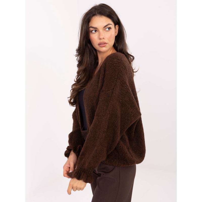 Sötétbarna női kardigán gyapjúval RUE PARIS