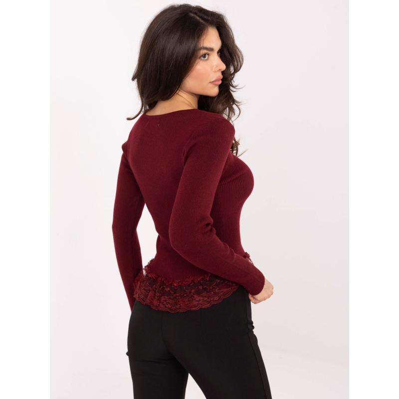 Bordó női pulóver díszgombokkal
