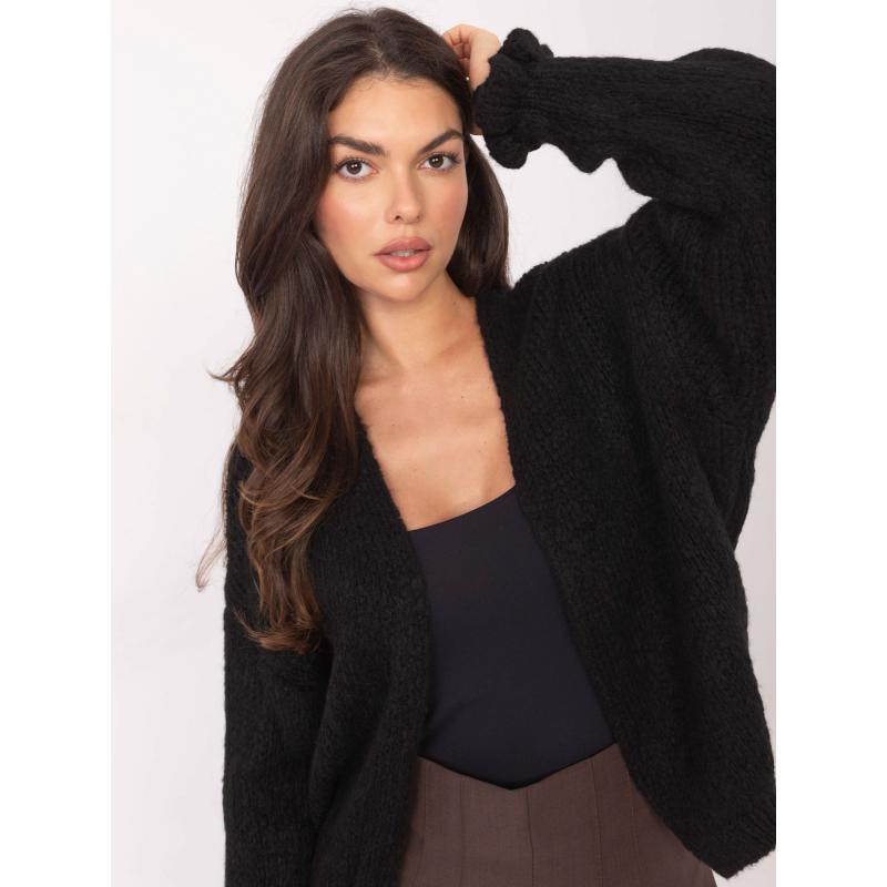 Fekete kardigán volánokkal az ujjakon RUE PARIS