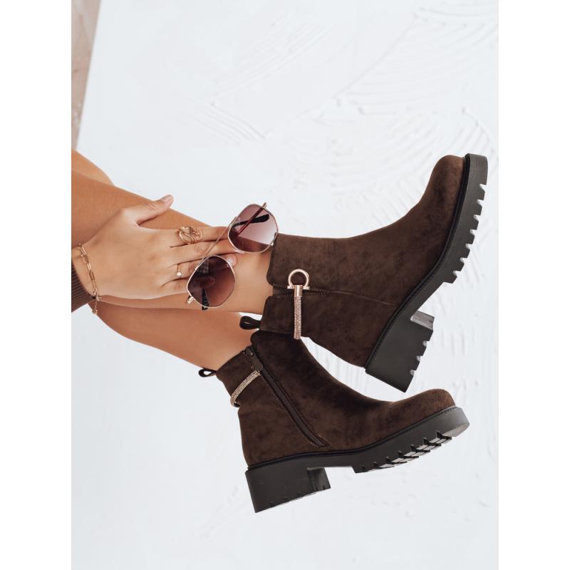 Dámske semišové členkové topánky, hnedé