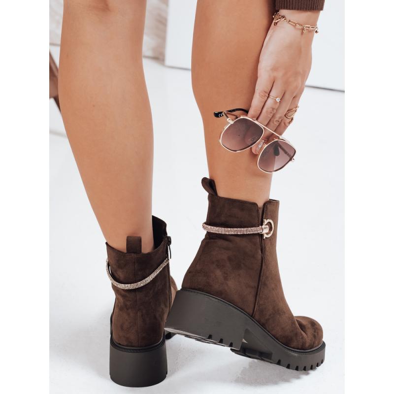 Dámske semišové členkové topánky, hnedé