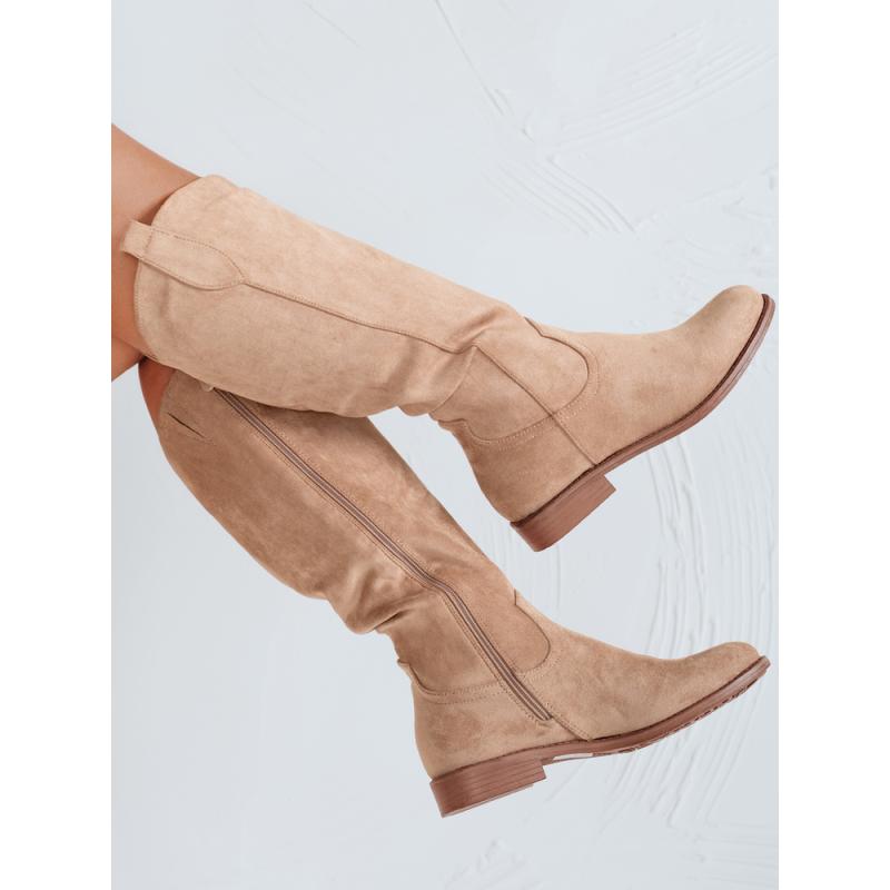 Női szarvasbőr cowboy csizma, bézs