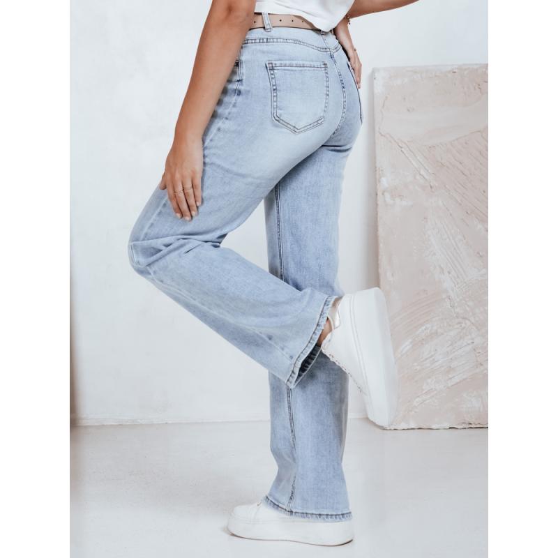 Dámské džíny s vysokým pasem a širokými nohavicemi světle modré